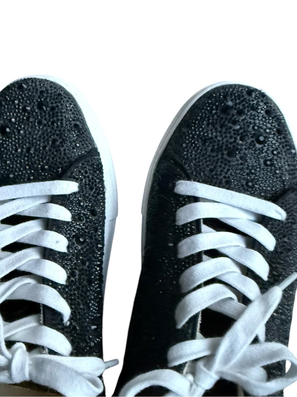 Betsy Johnson “Sidny”  Black sparkle Lace-Up Platform Sneakers - Picture 5 of 9
